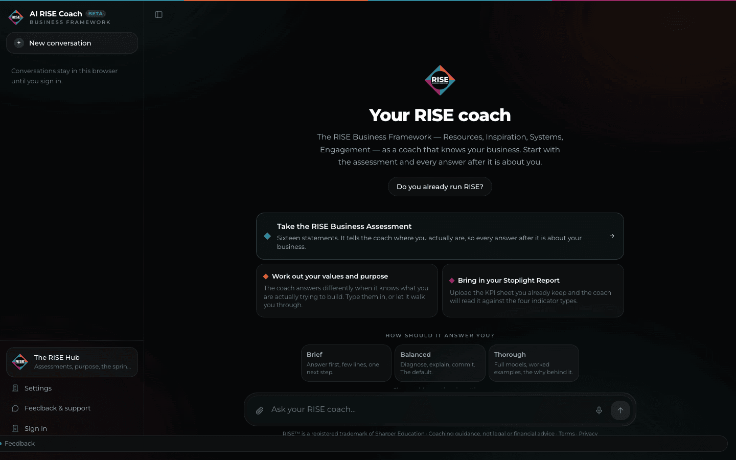 The AI RISE Coach app
